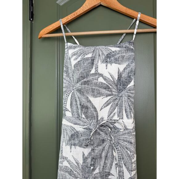 Marine Layer Lily Dress in Geo Palm Tropical Linen Print Black White Medium - Picture 4 of 9